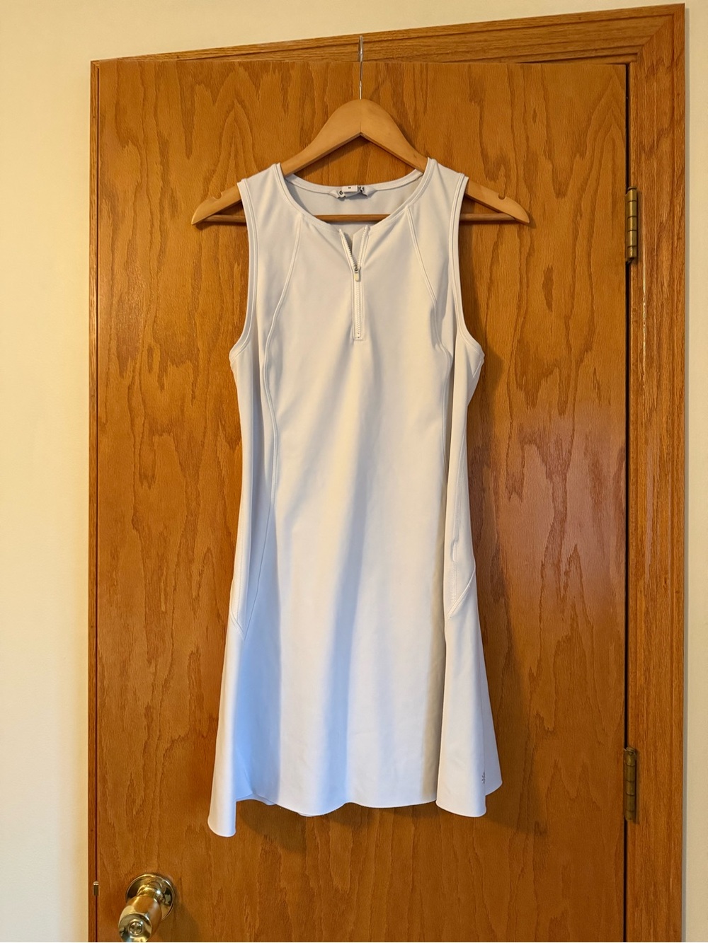Athleta White Sleeveless Zip-Front Athletic Dress